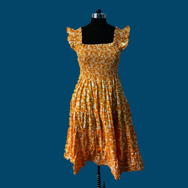 Atheavaa Printed Cotton Midi Dress (Indigo Bloom)